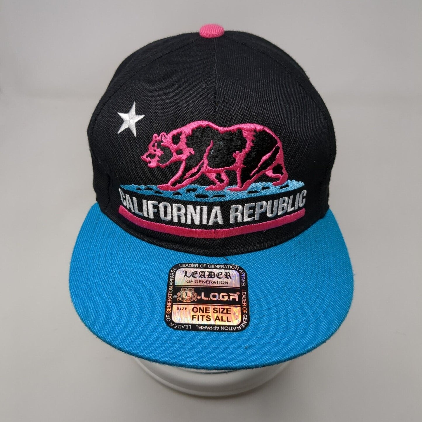 California Republic Snapback Hat Multi One Size Embroidered Leader LOGA