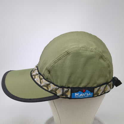 KAVU Baseball Cap Green M Strapback Patterned Webbing Nylon Made in USA Hat