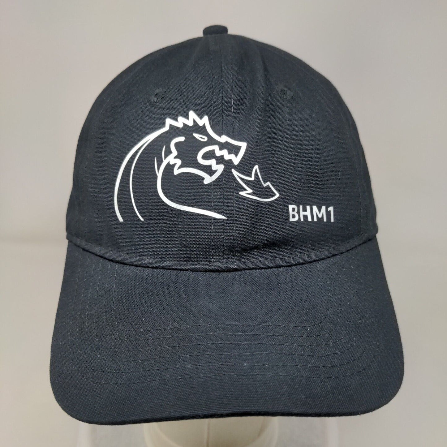 BHM1 Strapback Hat Black One Size Adjustable 6 Panel Port & Company