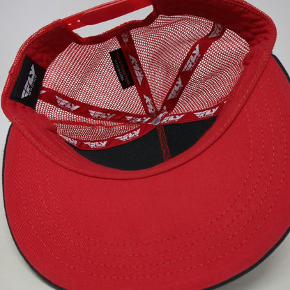 Fly Racing Trucker Hat Red Black One Size Mesh Flat Bill Snapback Motocross