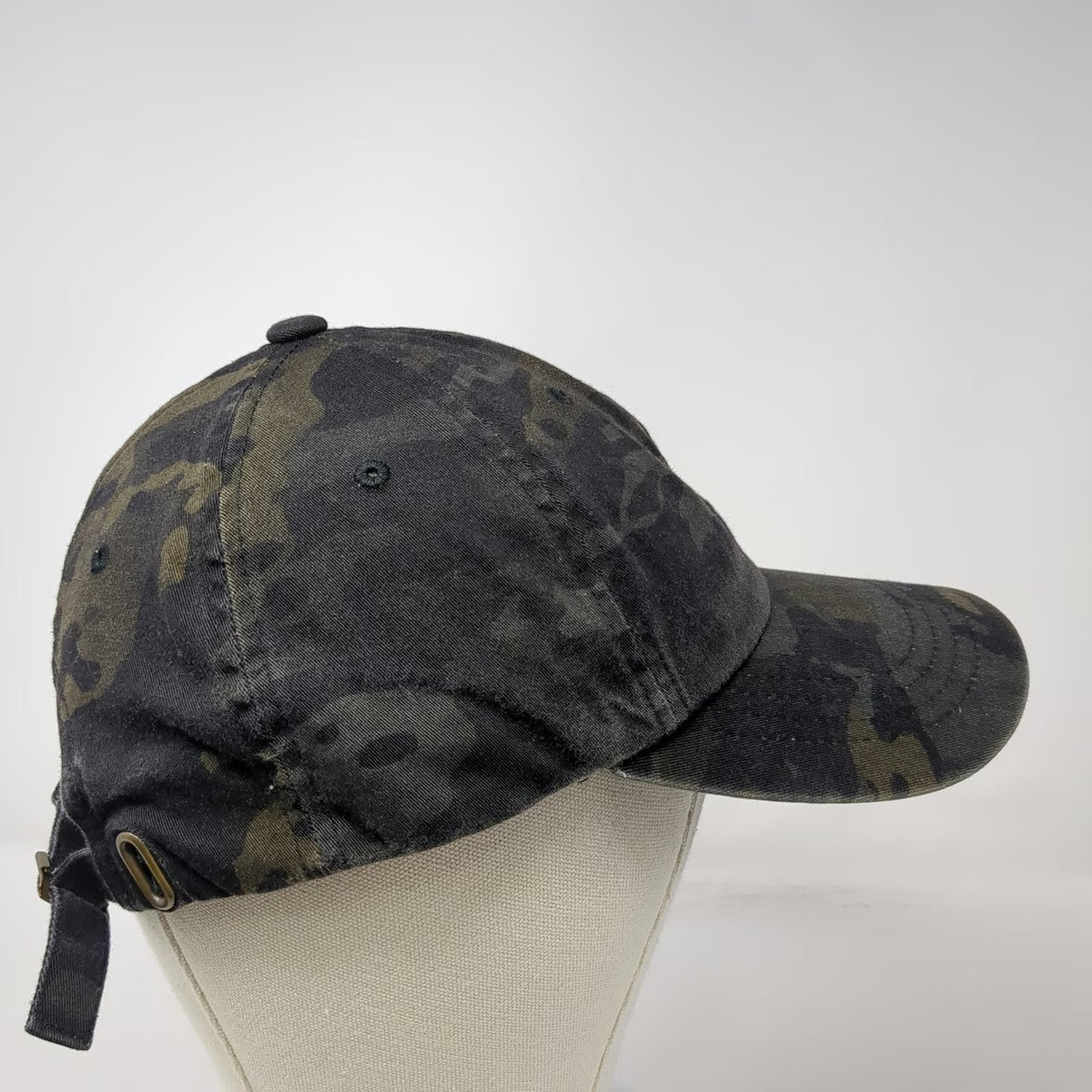 Yupoong Baseball Cap Black OSFM Camo Enthuzst American Flag Slideback Hat Logo