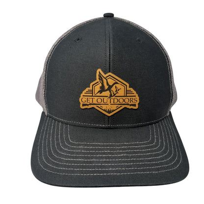 Get Outdoors Snapback Trucker Hat Black One Size Adjustable Mesh Back Richardson