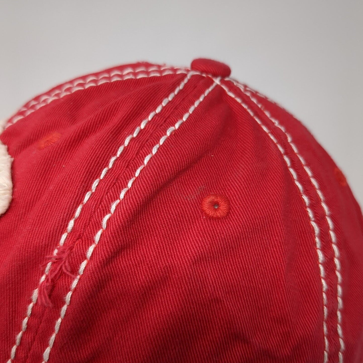Hey Y'All Strapback Hat Red One Size Adjustable Embroidered Distressed Cotton
