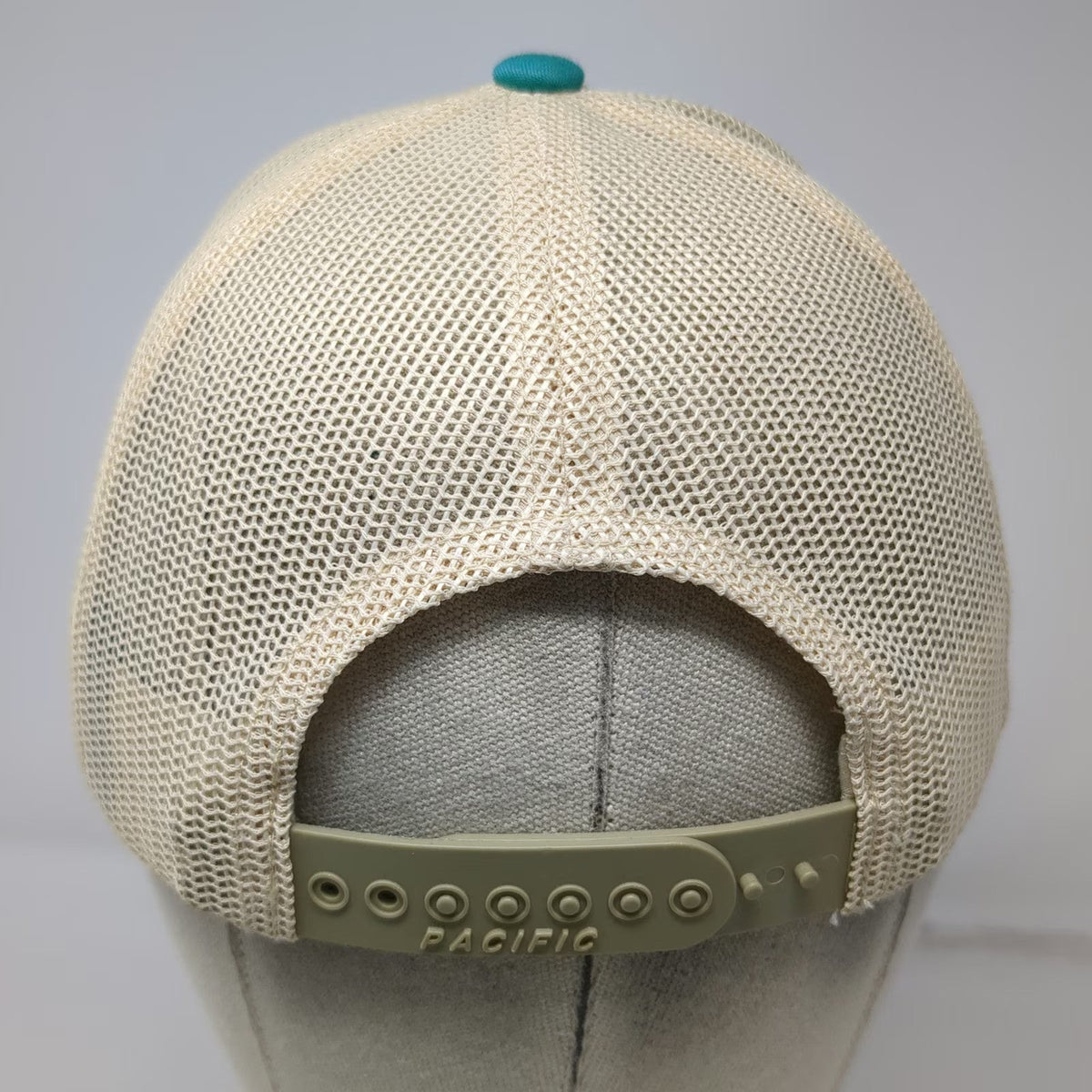 Pacific Headwear Trucker Hat Blue Beige One Size Organics Patch Mesh Snapback