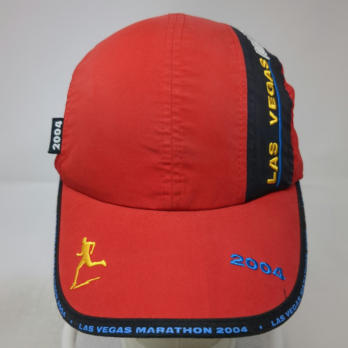 Red Baseball Cap One Size Las Vegas Marathon 2004 Mesh Strapback Blue Black Hat