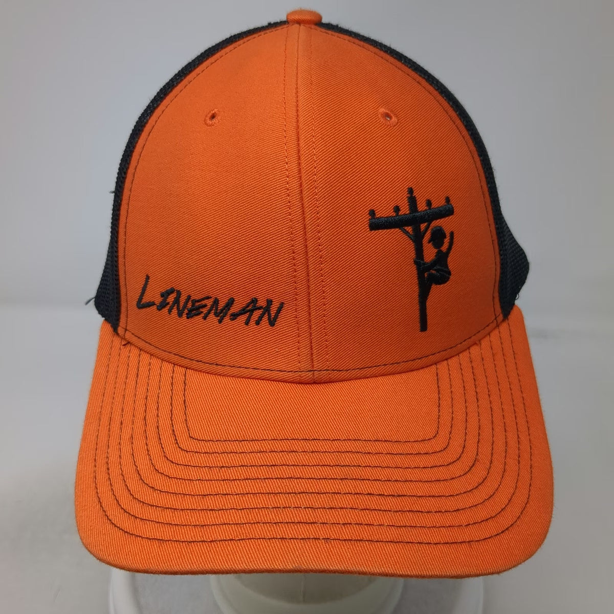 Richardson Trucker Hat Orange One Size Lineman Utility Pole Mesh Snapback