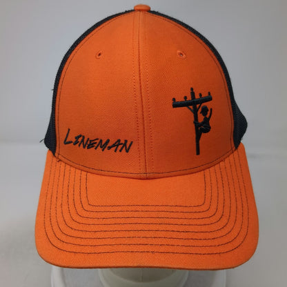 Richardson Trucker Hat Orange One Size Lineman Utility Pole Mesh Snapback