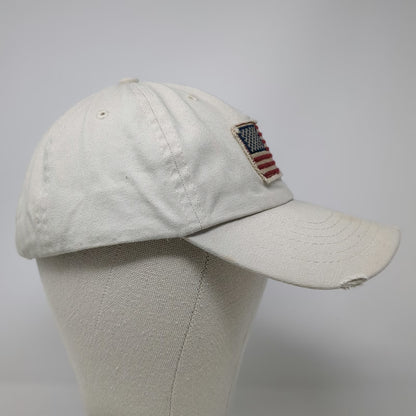 DPC Baseball Cap Beige One Size American Flag Distressed Patch Slideback Hat