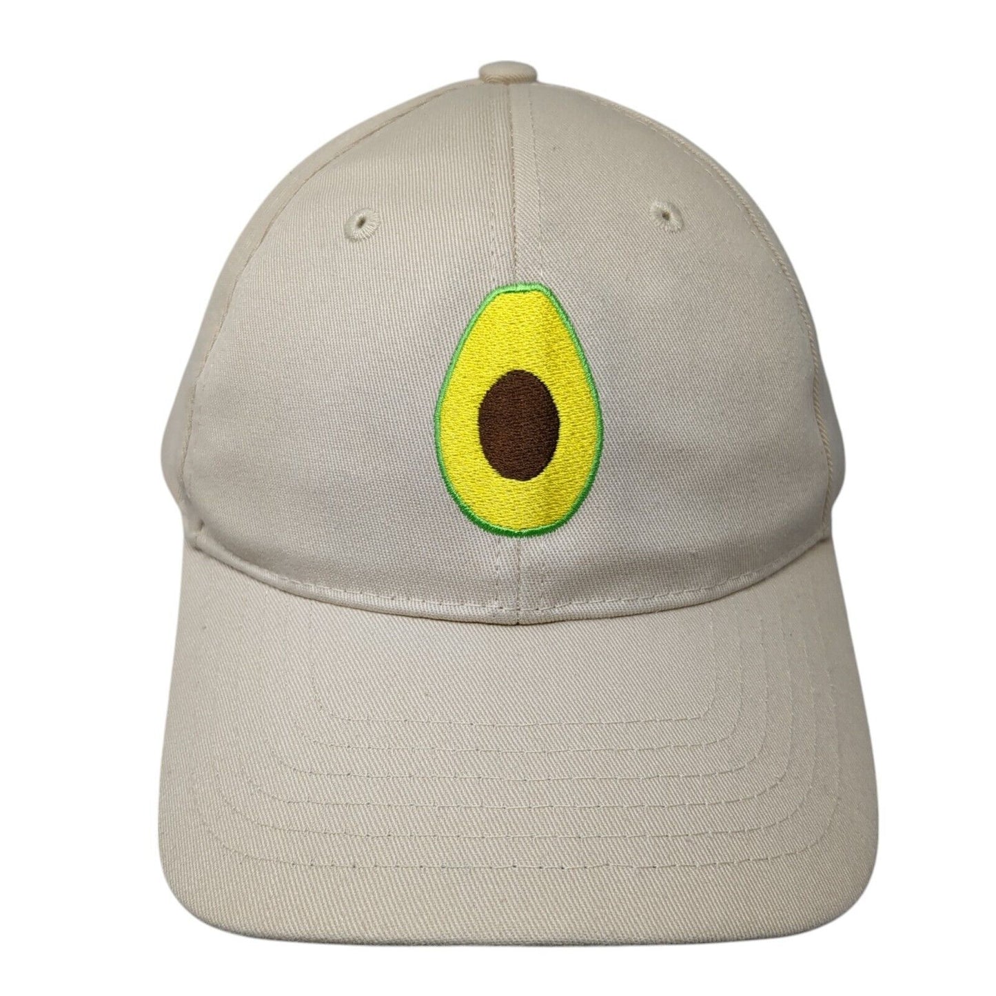 Avocado Strapback Hat Tan One Size Adjustable Embroidered 6 Panel Cotton