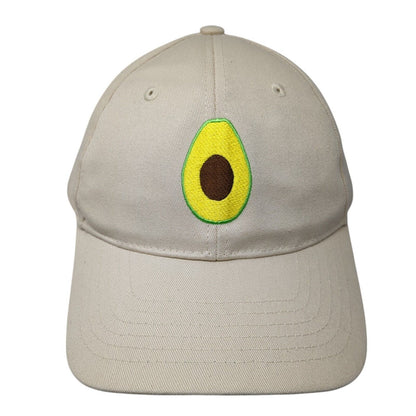 Avocado Strapback Hat Tan One Size Adjustable Embroidered 6 Panel Cotton