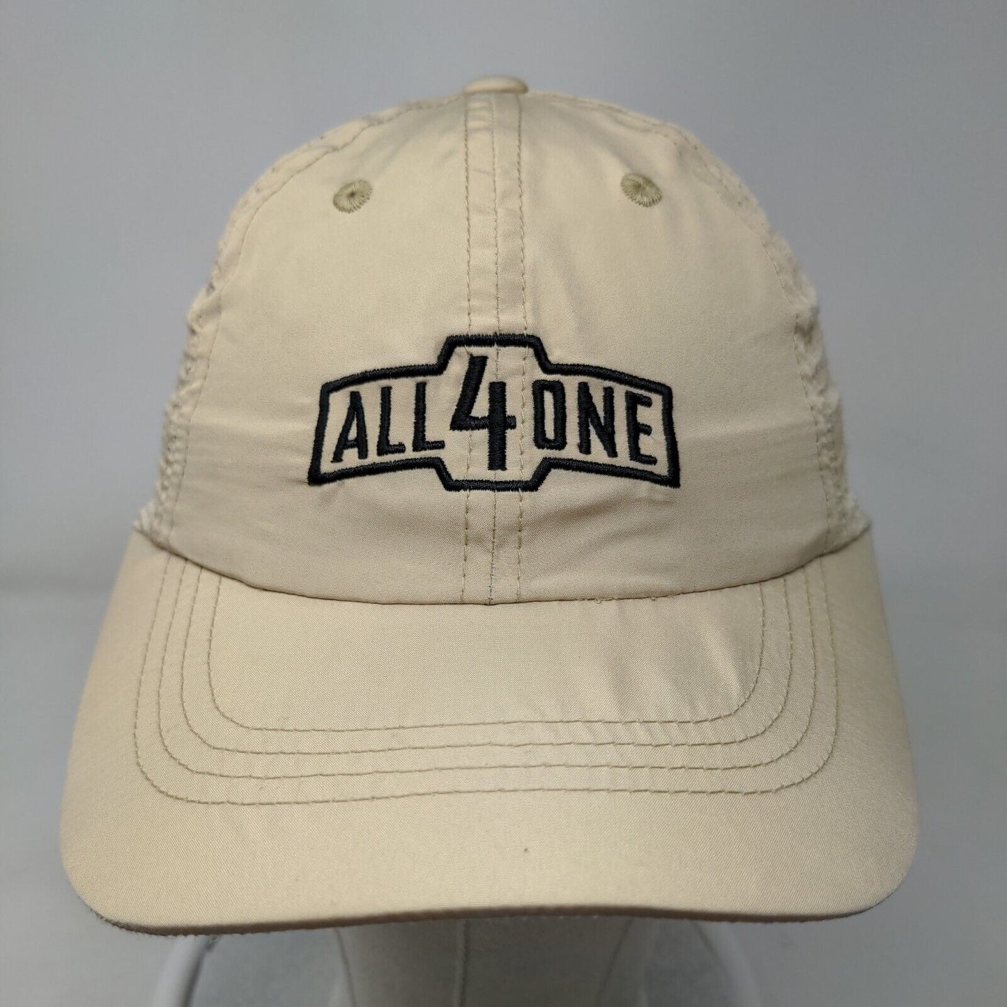 All 4 One McLane Strapback Hat Tan One Size Embroidered Port Authority