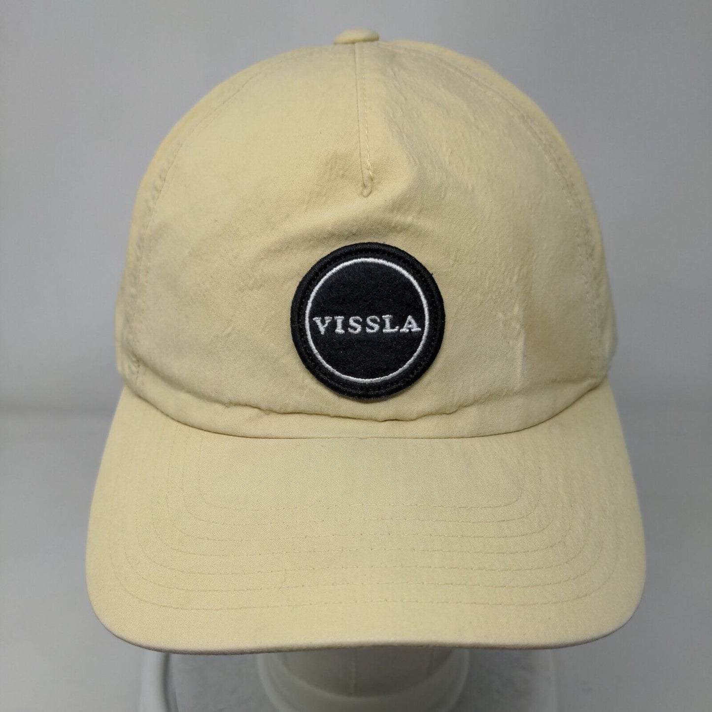 VISSLA Slideback Hat Tan One Size Adjustable Embroidered Vented Holes 6 Panel