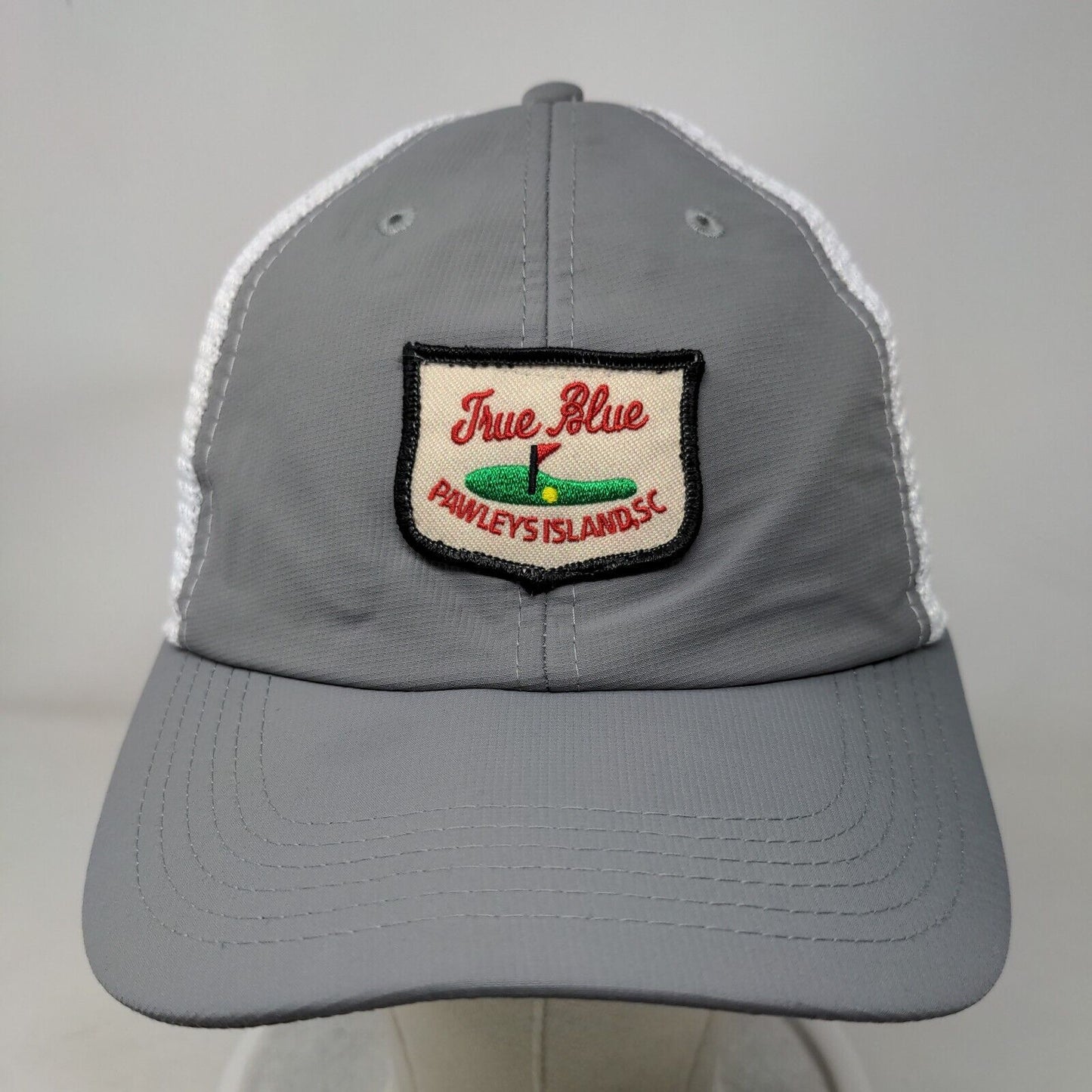 True Blue Pawley's Island Snapback Trucker Hat Gray OSFA Embroidered Mesh Back