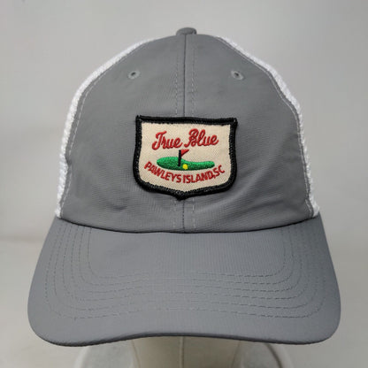 True Blue Pawley's Island Snapback Trucker Hat Gray OSFA Embroidered Mesh Back