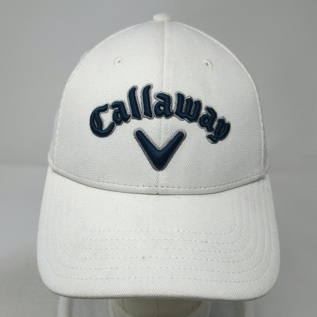 Callaway Baseball Cap White M Mesh Back Odyssey Logo Fitted Golf Stretch Hat