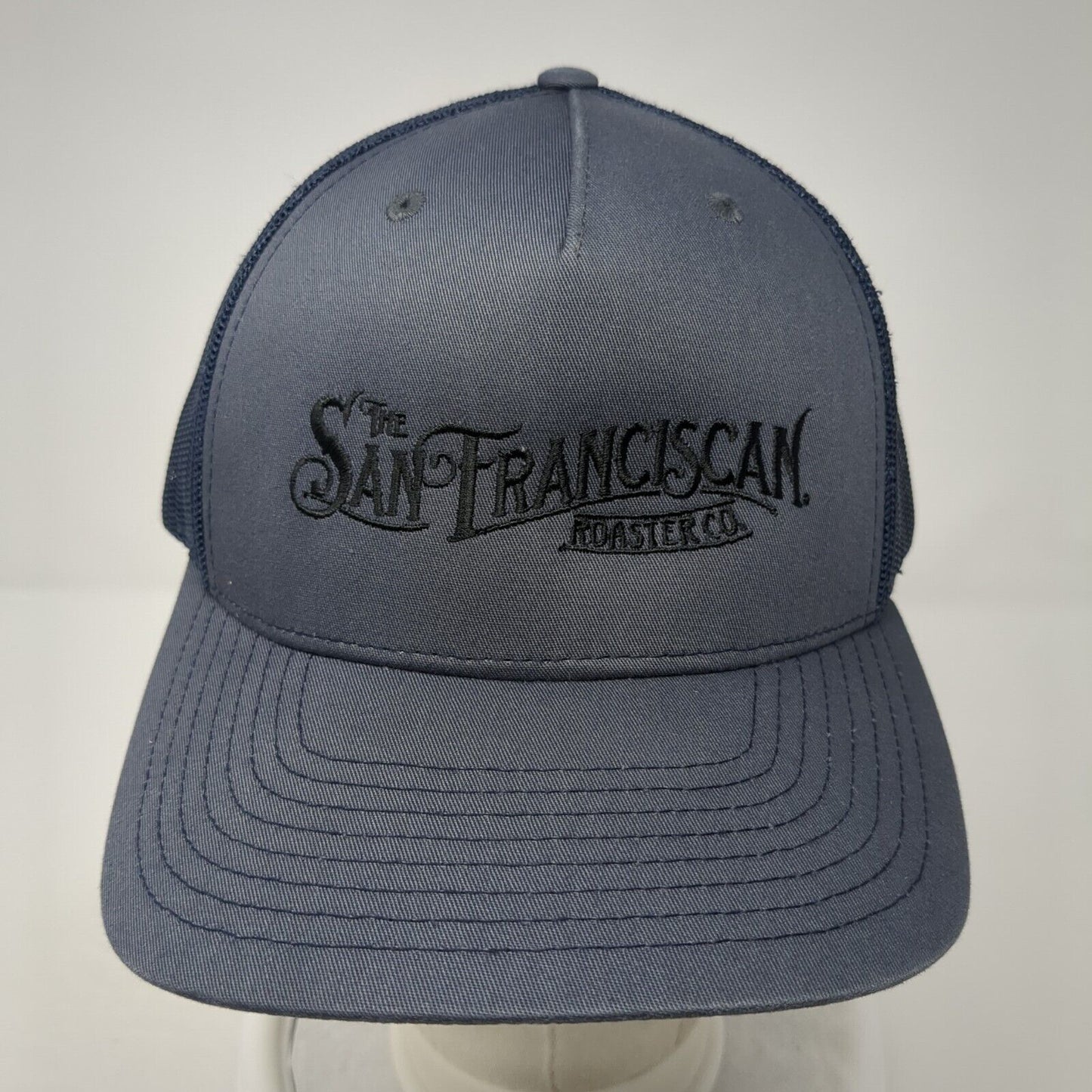 The San Franciscan Roaster Co. Snapback Trucker Hat Blue OS Mesh Back Richardson