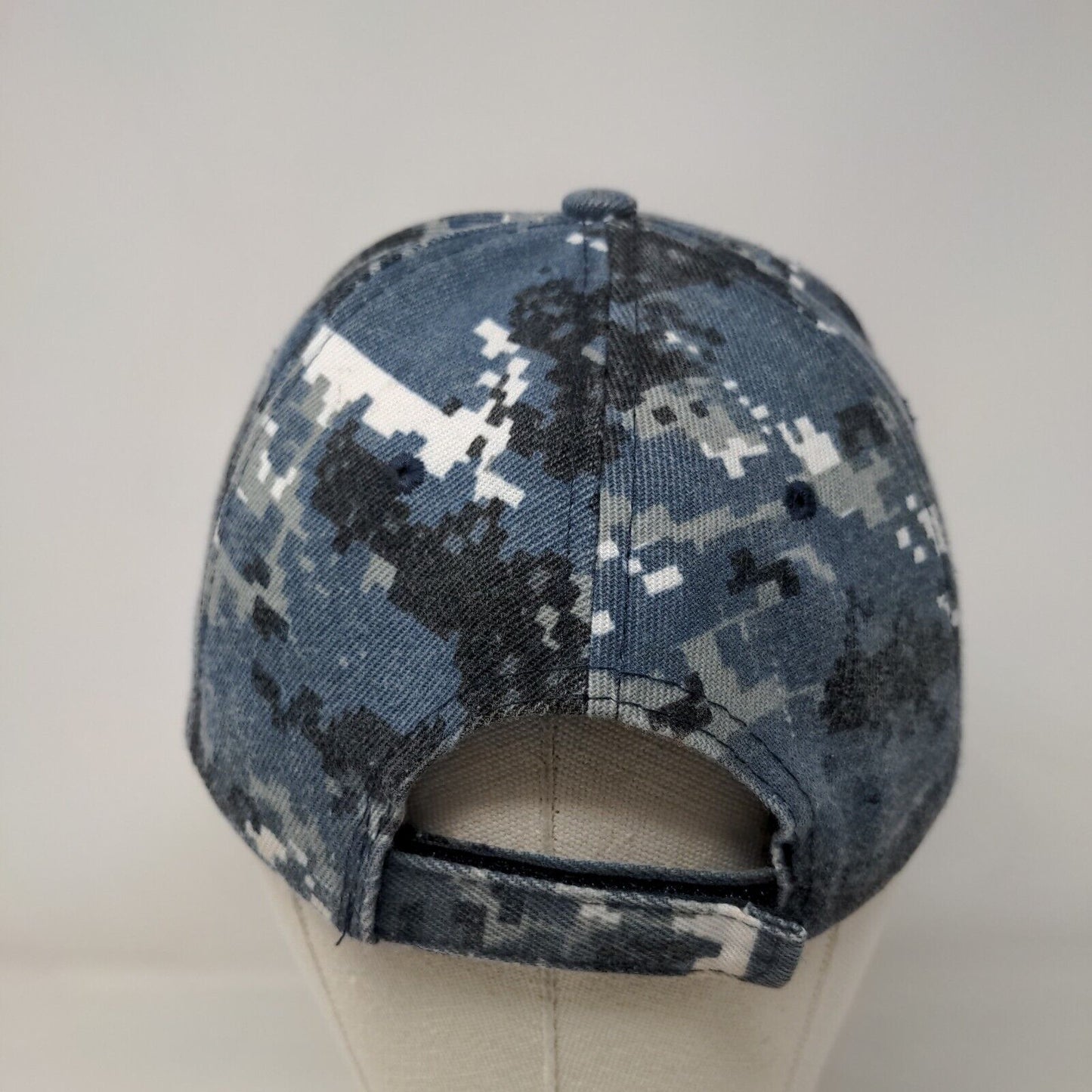NY New York Strapback Hat Blue Camo One Size Embroidered Vent Holes