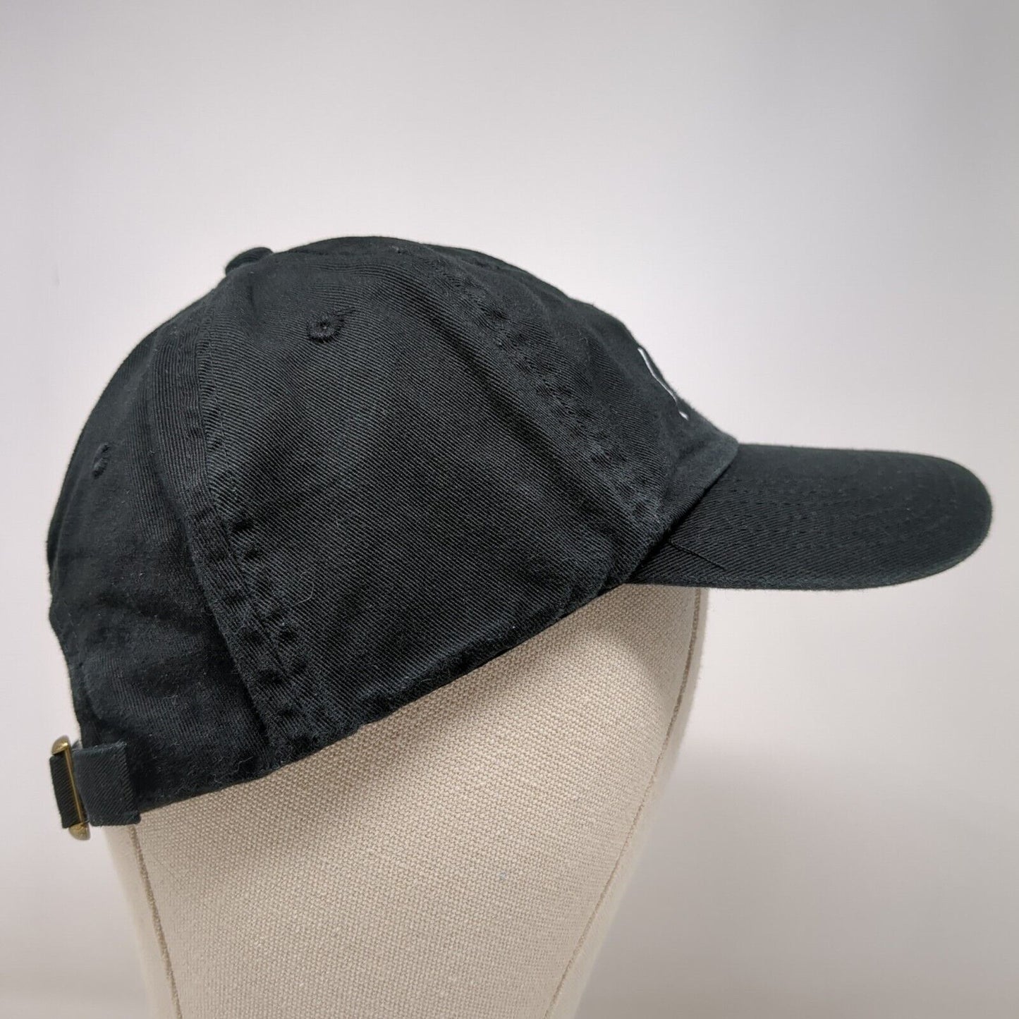 Smiley Slideback Hat Black OSFA Adjustable 6 Panel Vented Holes Cotton