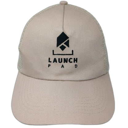 Hit Trucker Hat Beige One Size Launch Pad Logo Mesh Snapback Cap Graphic Cotton