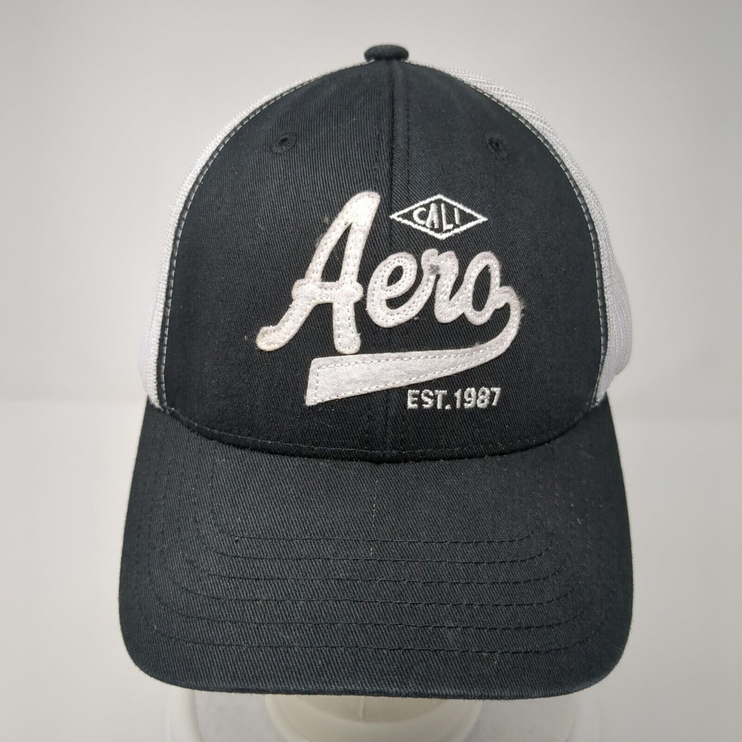 Aero Cali Est. 1987 Snapback Trucker Hat Black One Size Adjustable Mesh Back