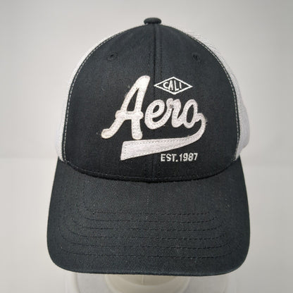 Aero Cali Est. 1987 Snapback Trucker Hat Black One Size Adjustable Mesh Back