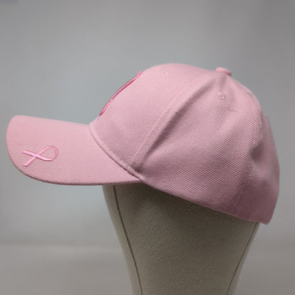 Pink Ribbon Strapback Hat Pink OSFM Embroidered Breast Cancer Awareness