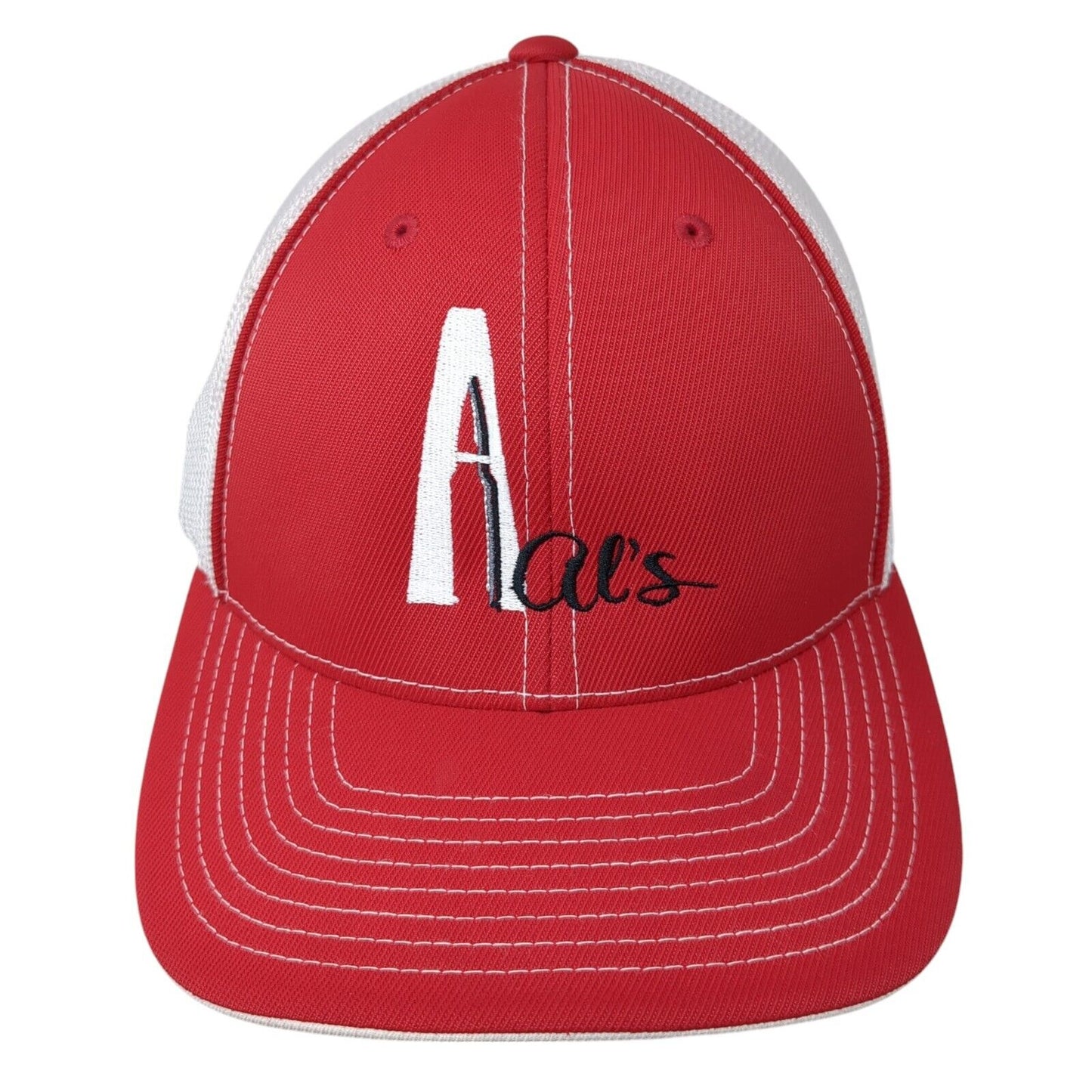 Al's Pawn & Sports Fitted Trucker Hat Red 7 3/8-8 Mesh Back Pacific Headwear
