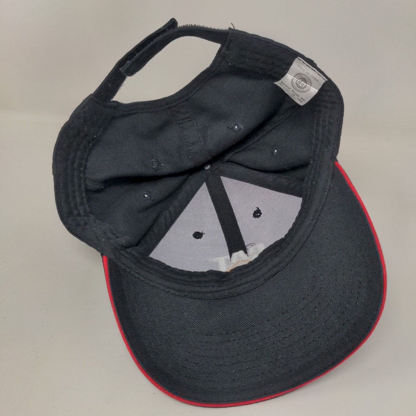 CAT Racing Strapback Hat Black One Size Adjustable Embroidered Vented Holes