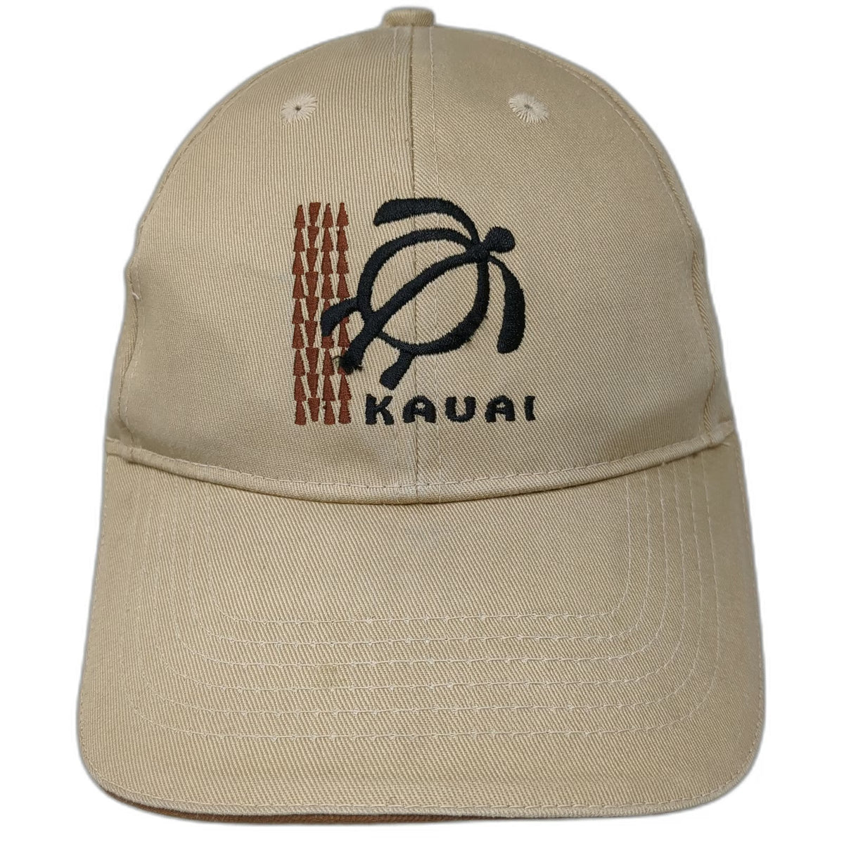 Hawaiian Headwear Baseball Cap Beige One Size Kauai Sea Turtle Honu Tribal Hat