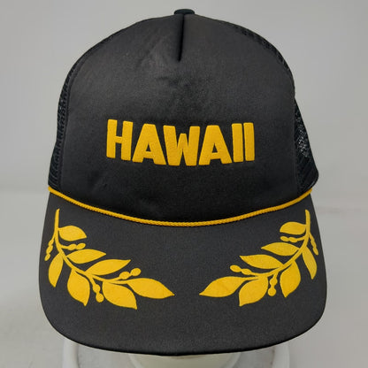 Hawaii Intercontinental Corp Black Trucker Hat Laurel Yellow One Size Snapback
