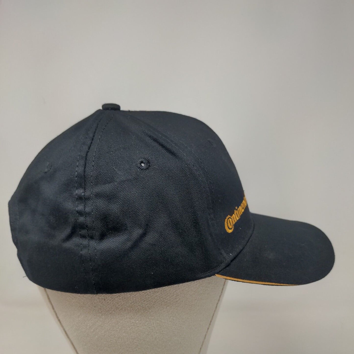 Continental Snapback Hat Black One Size Embroidered Striped Trim