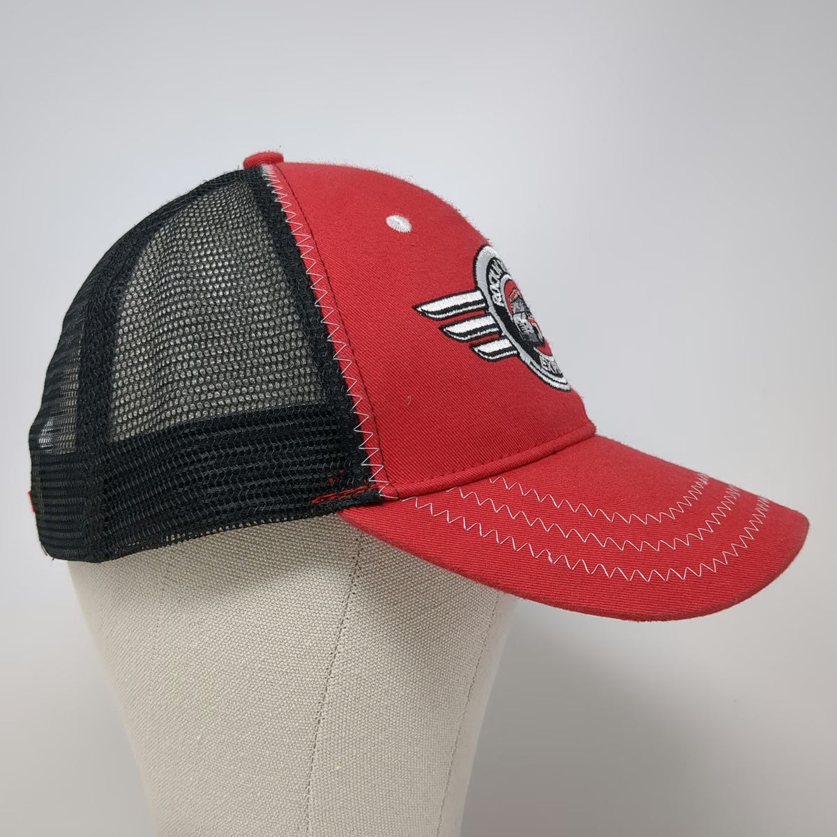 Snap-on Baseball Cap Red One Size Trucker Mesh Rock N Roll Cab Express Patch Hat