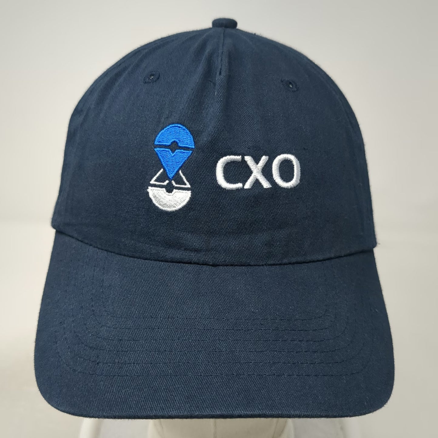 Hit 5 Panel Blue Hat One Size CXO Logo Embroidered Cotton Strapback Adjustable