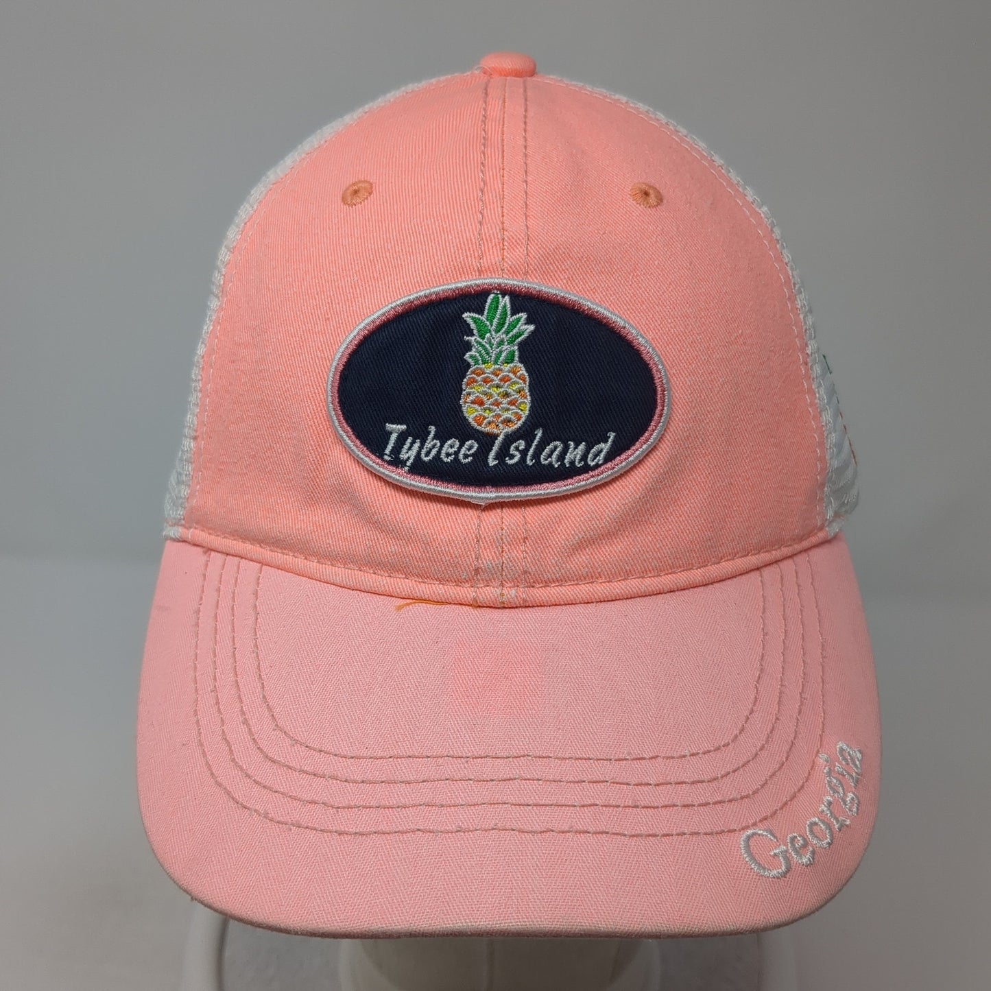 Tybee Island Georgia Trucker Hat Pink One Size Adjustable Mesh Back Lucky 7 USA