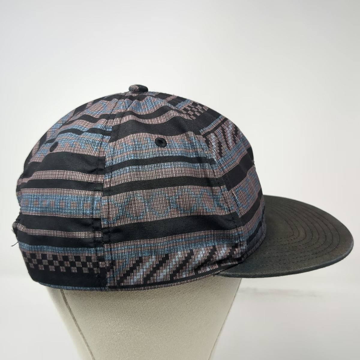 DC Shoe Co 5 Panel Black Hat One Size Geometric Pattern Snapback Flat Brim