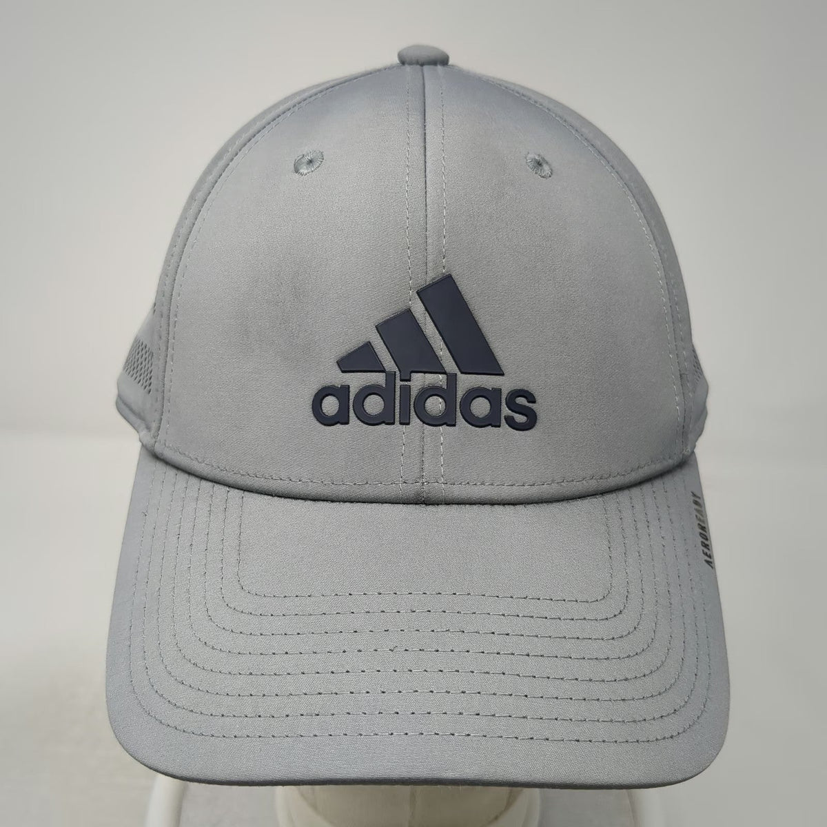Adidas Baseball Cap Gray XL Aeroready Perforated Performance Polyester Tech Hat