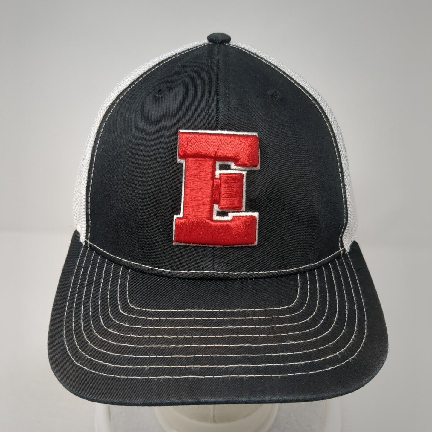 E Snapback Trucker Hat Black OS Adjustable Embroidered Mesh Back Richardson