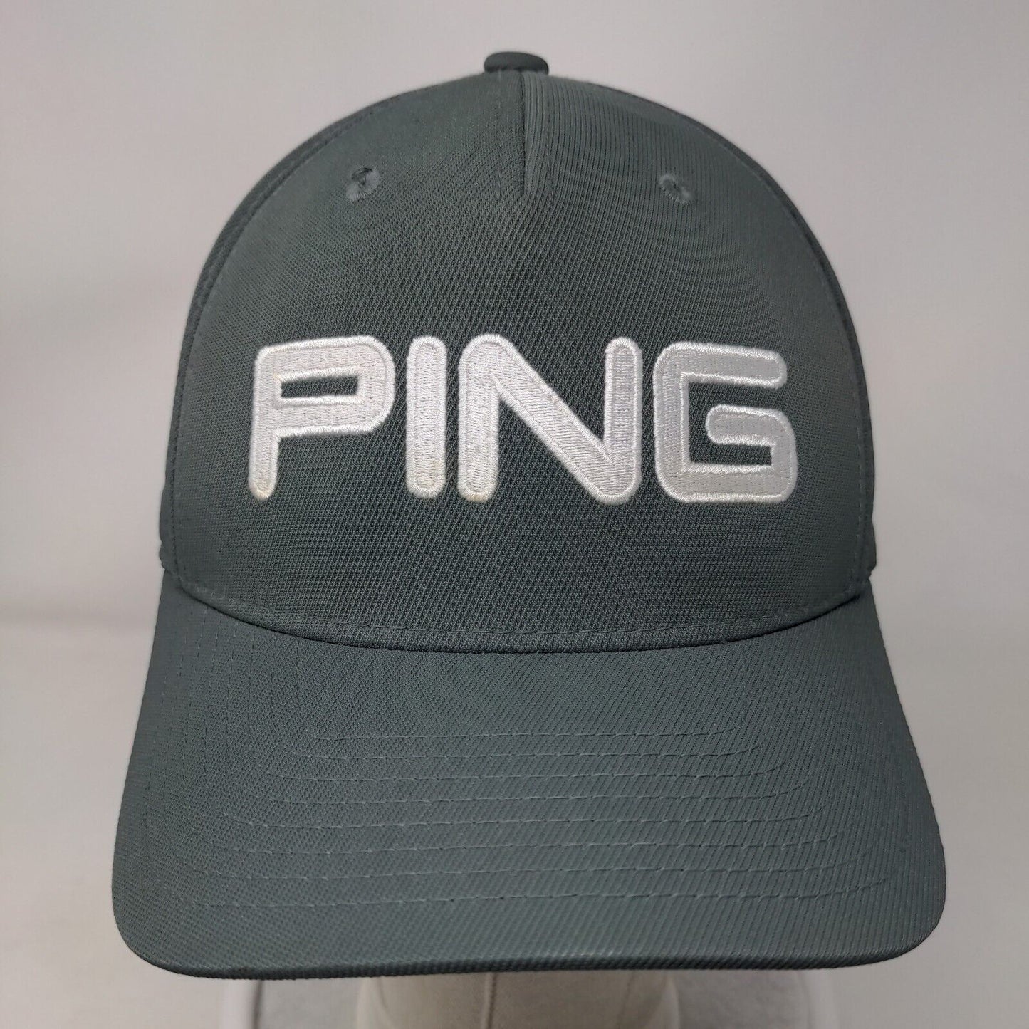 PING Fitted Hat Gray L-XL Embroidered Sensorcool Vented Holes 5 Panel