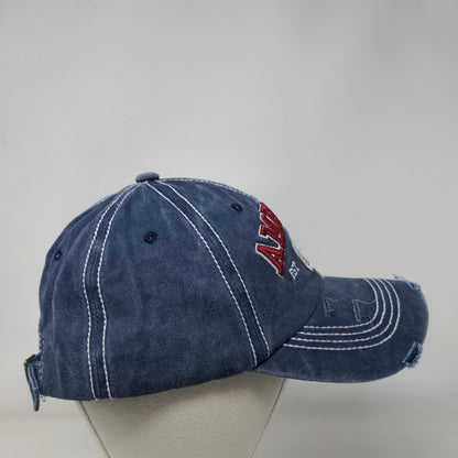 America Est 1776 Slideback Hat Blue One Size Embroidered Distressed