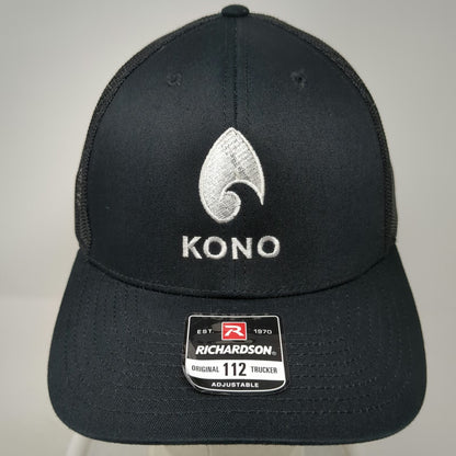 Richardson Trucker Hat Black One Size 112 Mesh Back Snapback Kono Embroidered