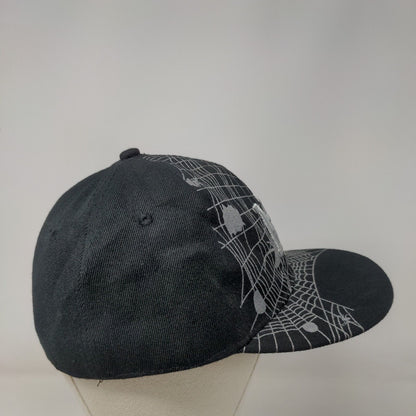 NY Spider Web Fitted Hat Black 7 1/4 Embroidered Vent Holes 6 Panel Halloween