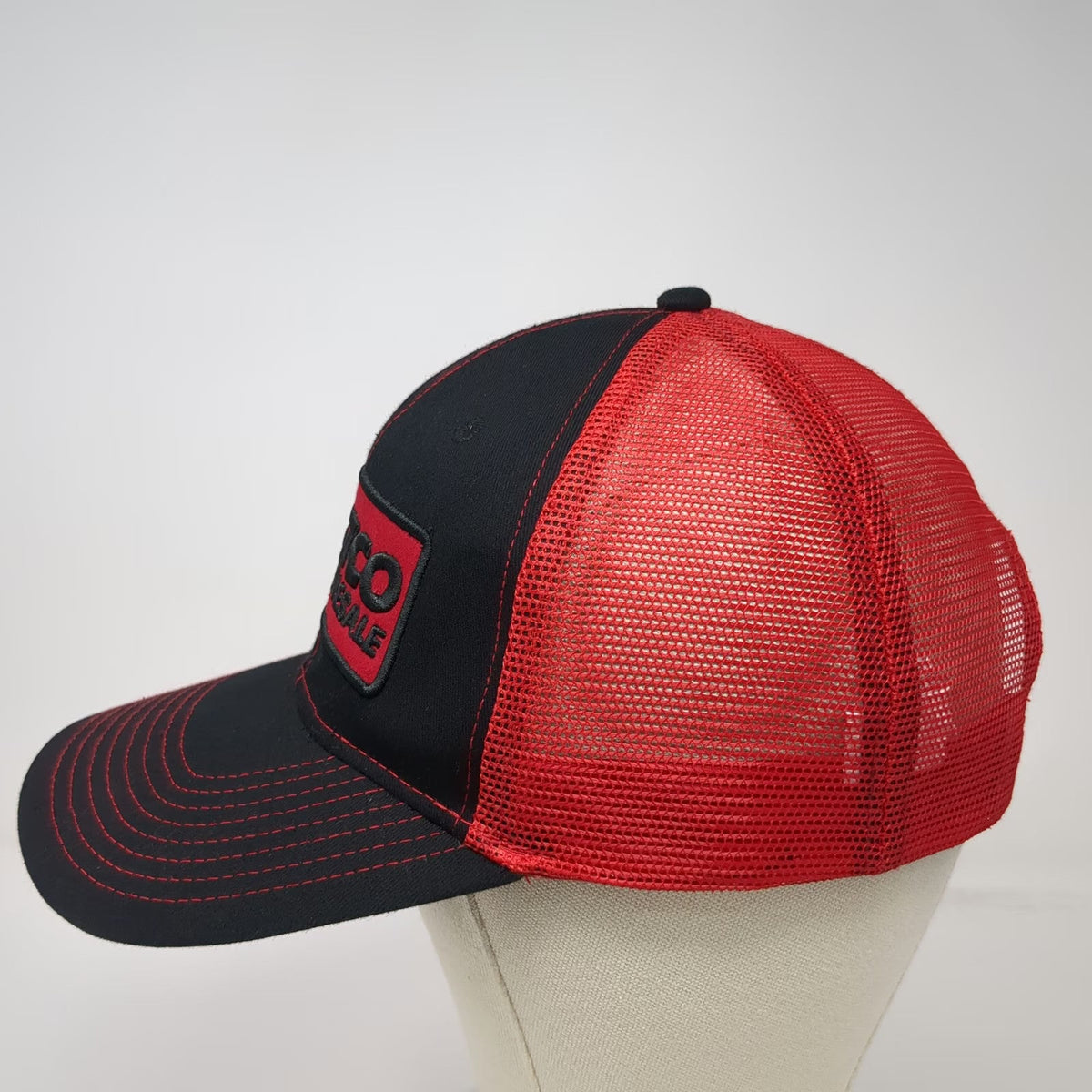 Bamko Costco Wholesale Trucker Hat Black Red One Size Mesh Snapback Stitch