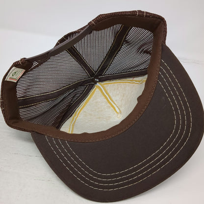 Young An Trucker Hat Brown White One Size Mesh Back Snapback 5 Panel Landscape