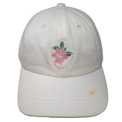 Birdiegirl White Baseball Cap OSFM Flower Logo Slideback Hat Floral Underbrim