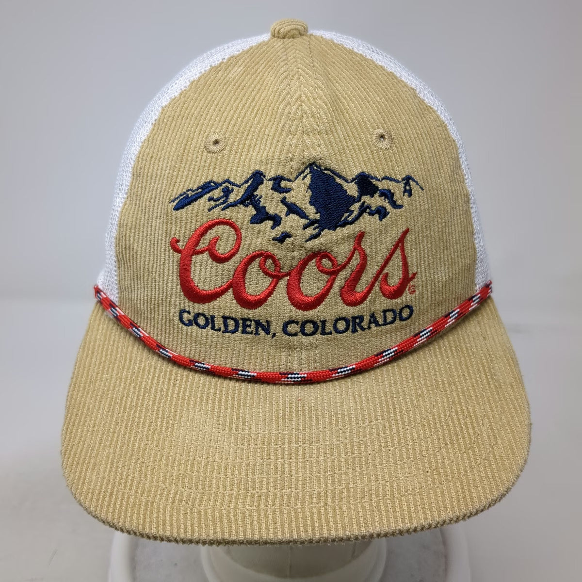 Coors Trucker Hat Brown White Red Blue One Size Corduroy Rope Snapback Beer