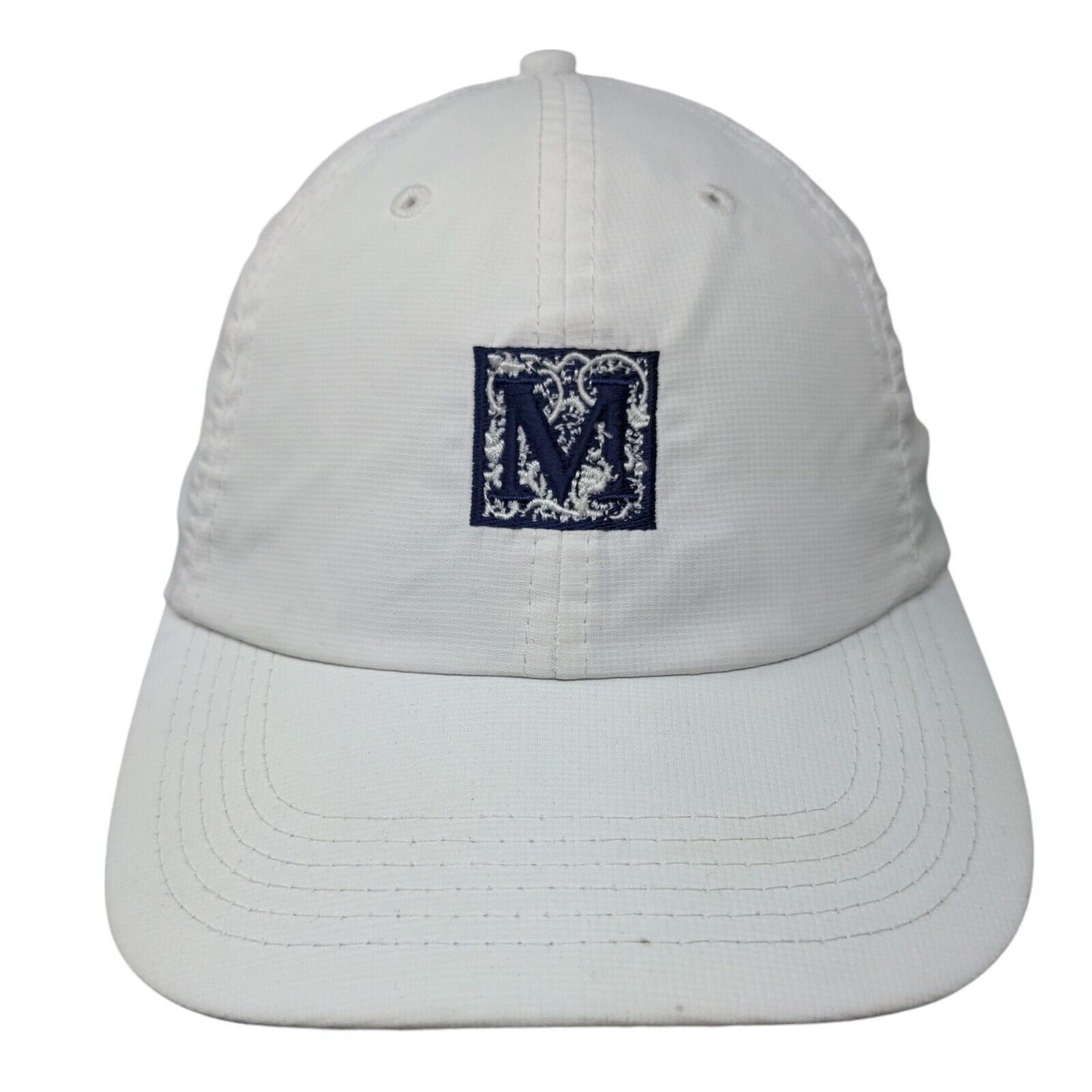 Letter M Strapback Hat White Small Embroidered Adjustable Imperial