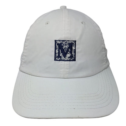 Letter M Strapback Hat White Small Embroidered Adjustable Imperial