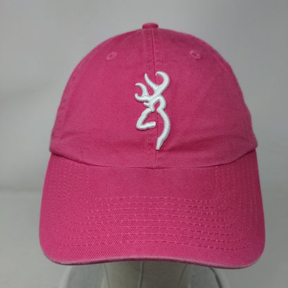 Browning Strapback Hat Pink OSFA Adjustable Embroidered Logo 6 Panel Cotton