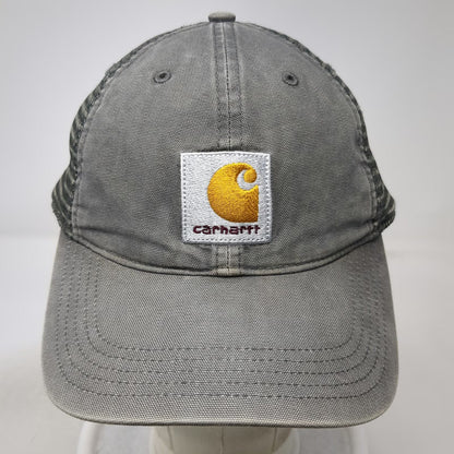Carhartt Trucker Hat Gray One Size Mesh Back Patch Logo Snapback Workwear Firm