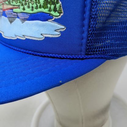 Blue Trucker Hat Alaska Bush Plane Scenic Mesh Snapback Foam Rope Logo Vintage